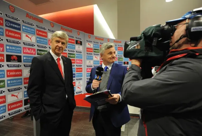 Framed Print : Arsene Wenger Arrives at Emirates Stadium before Arsenal vs Liverpool (2015)