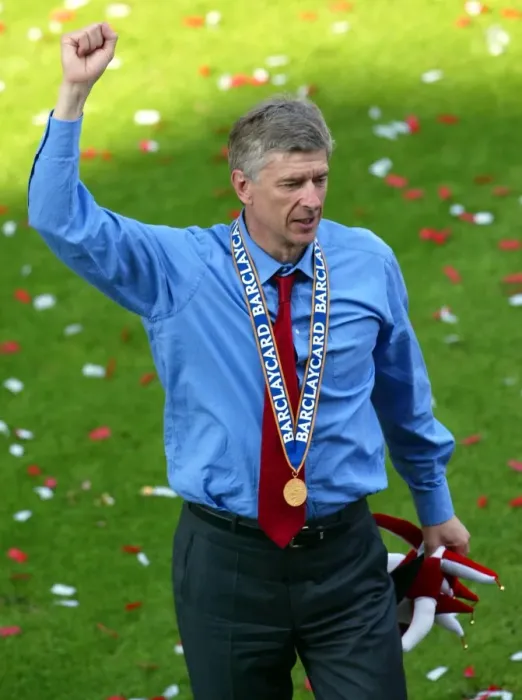 Framed Print : Arsene Wenger the Arsenal Manager celebrates at the end of the match Framed Print : Arsene Wenger the Arsenal Manager celebrates at the end of the match