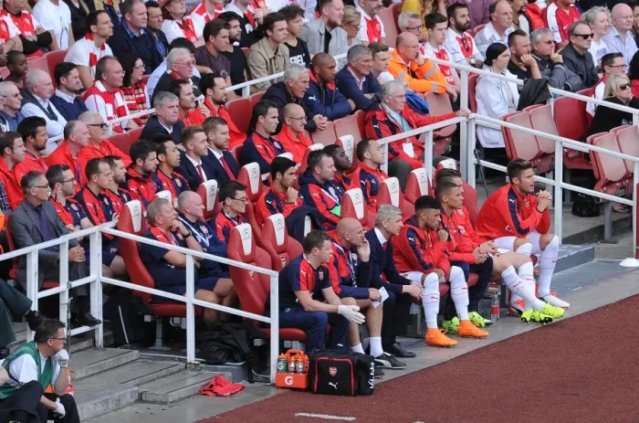 Framed Print : Arsene Wenger the Arsenal Manager in the dug out Framed Print : Arsene Wenger the Arsenal Manager in the dug out