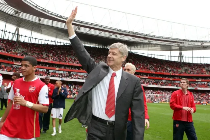 Framed Print : Arsene Wenger the Arsenal Manager during the lap of the pitch to thank the fans for their support