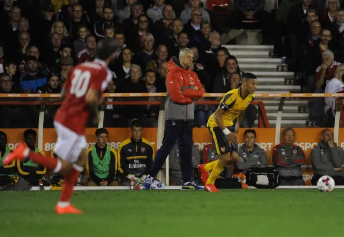 Framed Print : Arsene Wenger the Arsenal Manager. Nottingham Forest 0: 4 Arsenal. EPL League Cup