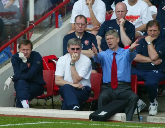 Framed Print : Arsene Wenger the Arsenal manager and Pat Rice his assistant Framed Print : Arsene Wenger the Arsenal manager and Pat Rice his assistant
