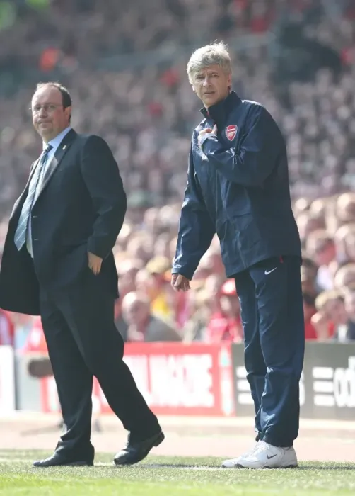 Framed Print : Arsene Wenger (Arsenal manager) Rafa Benitez (Liverpool manager)