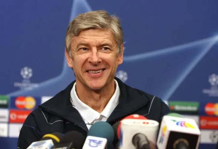 Framed Print : Arsene Wenger at Arsenal Press Conference Ahead of FC Porto Showdown, UEFA Champions League, 2008