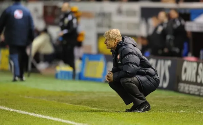 Framed Print : Arsene Wenger at Burnley: 1-1 Arsenal, Barclays Premier League, December 2009