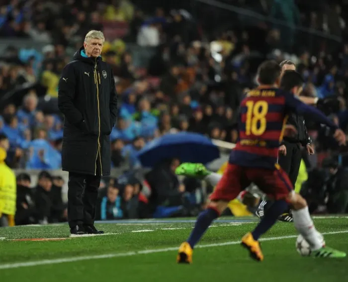 Framed Print : Arsene Wenger at Camp Nou: Arsenal FC vs. FC Barcelona, UEFA Champions League 2015-16 Framed Print : Arsene Wenger at Camp Nou: Arsenal FC vs. FC Barcelona, UEFA Champions League 2015-16