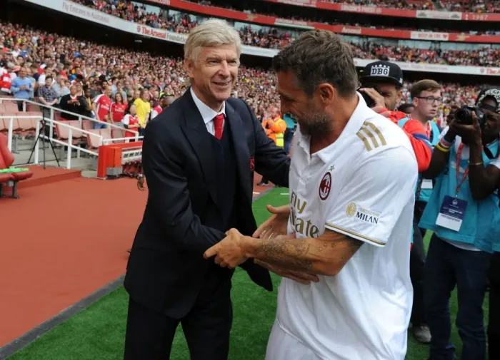 Framed Print : Arsene Wenger and Christian Vieri: A Meeting of Arsenal and Milan Legends Framed Print : Arsene Wenger and Christian Vieri: A Meeting of Arsenal and Milan Legends