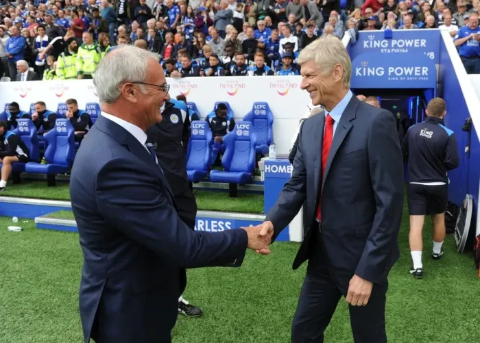 Framed Print : Arsene Wenger and Claudio Ranieri: A Pre-Match Encounter at the King Power Stadium (2016-17)