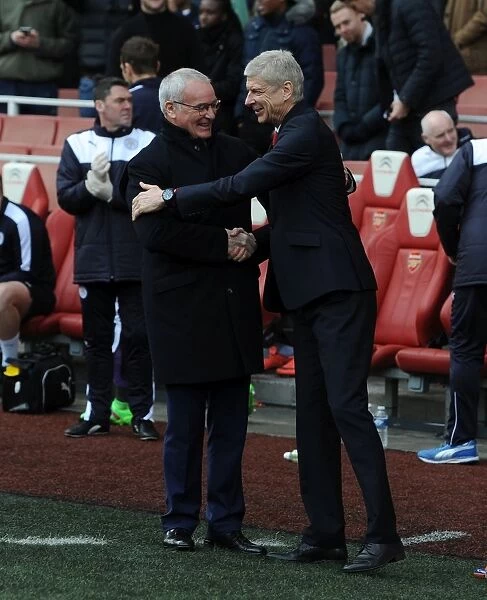 Arsene Wenger and Claudio Ranieri's Pre-Match Handshake: Arsenal vs Leicester City, Premier League 2015-16