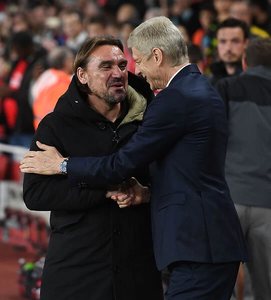 Arsene Wenger and Daniel Farke Pre-Match Greeting - Arsenal vs Norwich City, Carabao Cup 2017-18