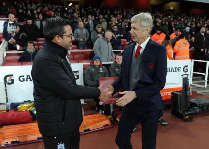 Framed Print : Arsene Wenger and David Wagner: A Pre-Match Encounter at Arsenal's Emirates Stadium (2017-18) Framed Print : Arsene Wenger and David Wagner: A Pre-Match Encounter at Arsenal's Emirates Stadium (2017-18)