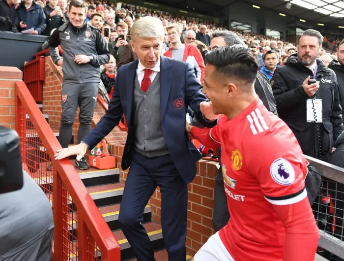 Framed Print : Arsene Wenger Embraces Former Player Alexis Sanchez: Manchester United vs. Arsenal, Premier League 2017-18 Framed Print : Arsene Wenger Embraces Former Player Alexis Sanchez: Manchester United vs. Arsenal, Premier League 2017-18