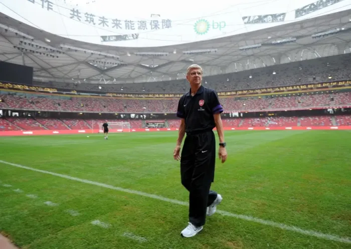 Framed Print : Arsene Wenger Faces Manchester City in Beijing: Arsenal FC vs. Manchester City, 2012