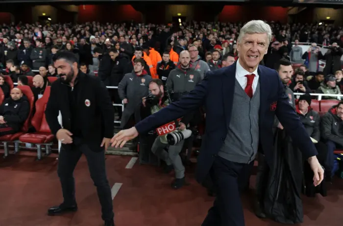Framed Print : Arsene Wenger and Gennaro Gattuso: A Pre-Match Handshake Before the Arsenal v AC Milan UEFA Europa League Clash Framed Print : Arsene Wenger and Gennaro Gattuso: A Pre-Match Handshake Before the Arsenal v AC Milan UEFA Europa League Clash