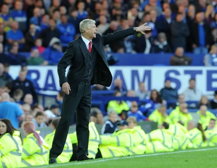 Framed Print : Arsene Wenger at Goodison Park: Everton vs. Arsenal, Premier League 2014 / 15