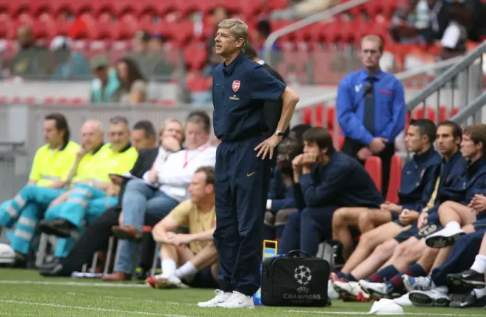 Framed Print : Arsene Wenger Guides Arsenal to Victory: 2-1 over Lazio at Amsterdam ArenA
