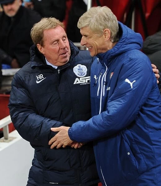 Arsene Wenger and Harry Redknapp Pre-Match Handshake: Arsenal vs. Queens Park Rangers, Premier League, 2014