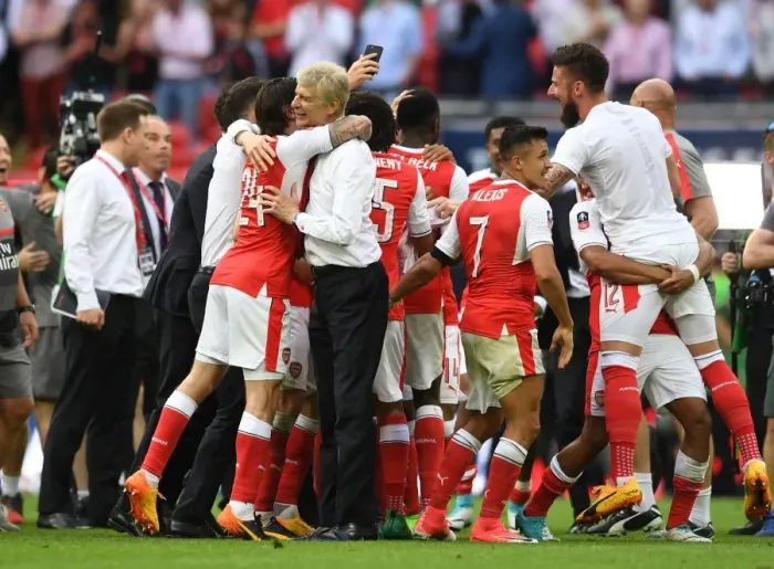 Framed Print : Arsene Wenger and Hector Bellerin: Celebrating Arsenal's FA Cup Victory over Chelsea Framed Print : Arsene Wenger and Hector Bellerin: Celebrating Arsenal's FA Cup Victory over Chelsea