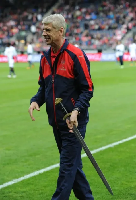 Framed Print : Arsene Wenger Honored with Viking Sword before Arsenal's Pre-Season Match in Norway (2016) Framed Print : Arsene Wenger Honored with Viking Sword before Arsenal's Pre-Season Match in Norway (2016)