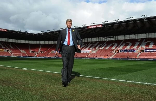 Arsene Wenger Inspects Britannia Stadium Pitch Ahead of Stoke City vs Arsenal (2013-14)
