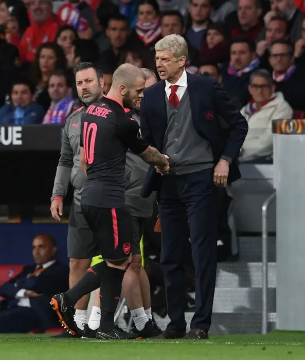 Framed Print : Arsene Wenger and Jack Wilshere: A Farewell Handshake - Atletico Madrid vs. Arsenal, UEFA Europa League Semi-Final Framed Print : Arsene Wenger and Jack Wilshere: A Farewell Handshake - Atletico Madrid vs. Arsenal, UEFA Europa League Semi-Final