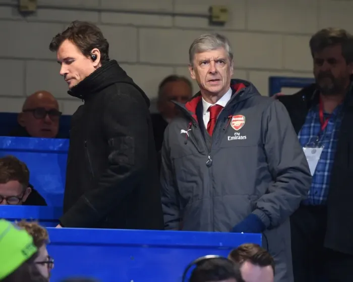 Framed Print : Arsene Wenger and Jens Lehmann in the Press Box: Chelsea vs. Arsenal, Carabao Cup Semi-Final First Leg