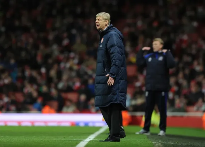 Framed Print : Arsene Wenger Leads Arsenal Against Everton in Premier League (2011-12)