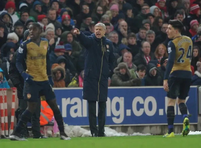 Framed Print : Arsene Wenger Leads Arsenal in Premier League Clash against Stoke City, 2015-16 Framed Print : Arsene Wenger Leads Arsenal in Premier League Clash against Stoke City, 2015-16