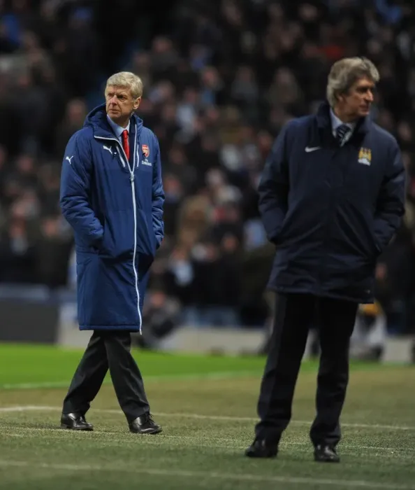 Framed Print : Arsene Wenger at Manchester City vs Arsenal, Premier League 2014-15