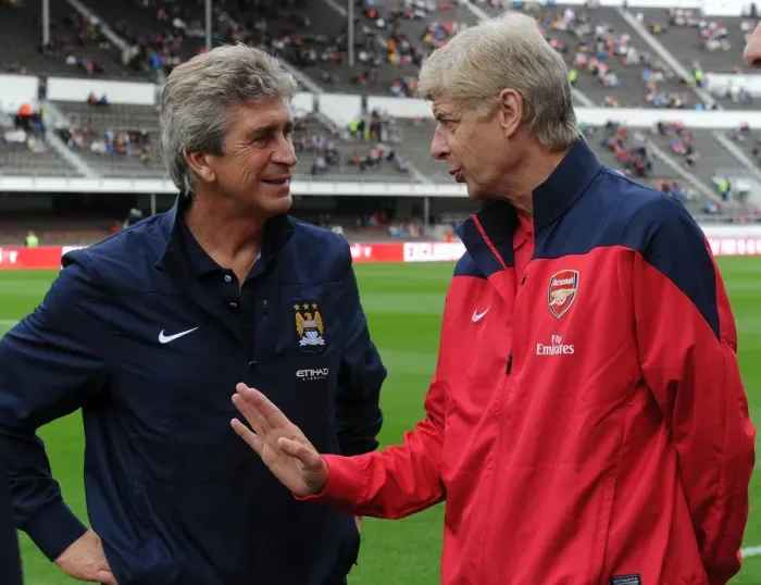 Framed Print : Arsene Wenger and Manuel Pellegrini Pre-Season Meeting: Arsenal vs Manchester City (2013) Framed Print : Arsene Wenger and Manuel Pellegrini Pre-Season Meeting: Arsenal vs Manchester City (2013)