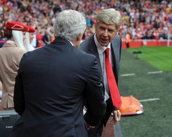Arsene Wenger and Mark Hughes: Pre-Match Handshake at Arsenal vs Stoke City (2013-14)
