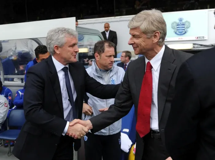 Framed Print : Arsene Wenger and Mark Hughes: A Pre-Match Handshake Between Queens Park Rangers and Arsenal Managers (2011-12) Framed Print : Arsene Wenger and Mark Hughes: A Pre-Match Handshake Between Queens Park Rangers and Arsenal Managers (2011-12)