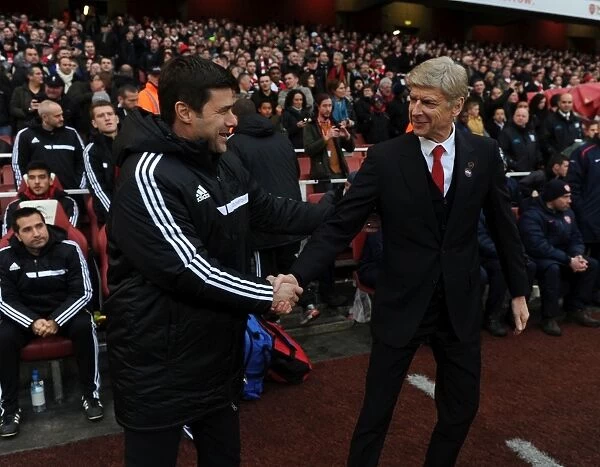 Arsene Wenger and Mauricio Pochettino: Pre-Match Handshake at Arsenal vs Southampton (2013-14)