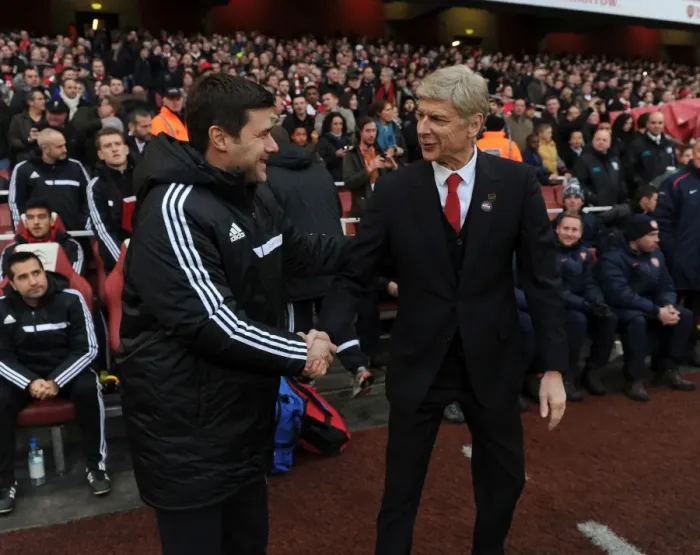 Framed Print : Arsene Wenger and Mauricio Pochettino: A Pre-Match Encounter (Arsenal vs. Southampton, 2013-14) Framed Print : Arsene Wenger and Mauricio Pochettino: A Pre-Match Encounter (Arsenal vs. Southampton, 2013-14)