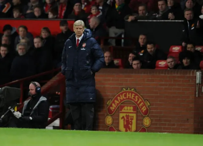 Framed Print : Arsene Wenger at Old Trafford: Manchester United vs. Arsenal (Premier League 2013-14)