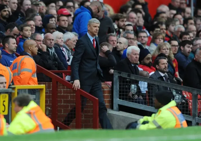 Framed Print : Arsene Wenger at Old Trafford: A Premier League Showdown between Manchester United and Arsenal, 2014-15 Framed Print : Arsene Wenger at Old Trafford: A Premier League Showdown between Manchester United and Arsenal, 2014-15