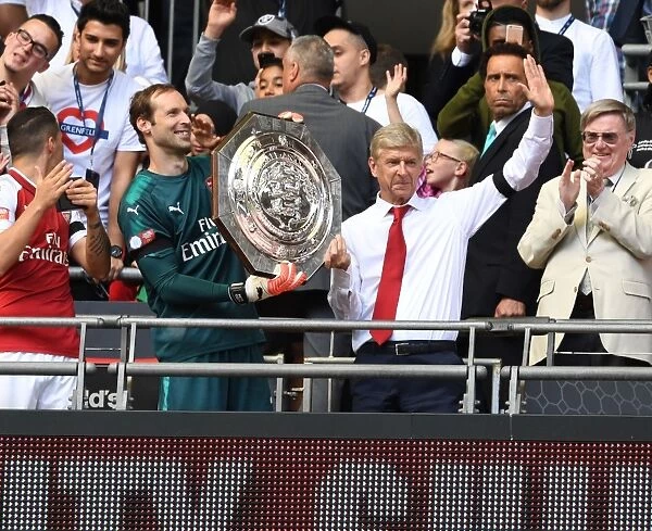 Arsene Wenger and Petr Cech: Celebrating Arsenal's FA Community Shield Victory over Chelsea (2017-18)