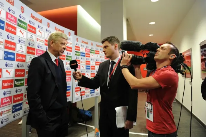 Framed Print : Arsene Wenger: Pre-Match Interview before Arsenal vs Manchester United (2016-17)