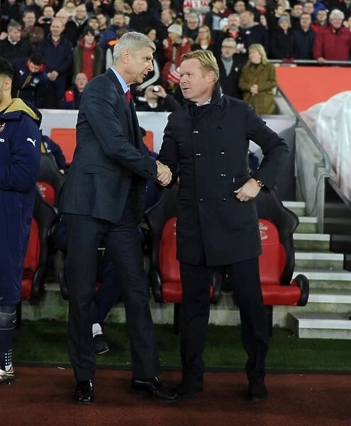 Arsene Wenger and Ronald Koeman's Pre-Match Handshake: Southampton vs Arsenal, Premier League 2015-16