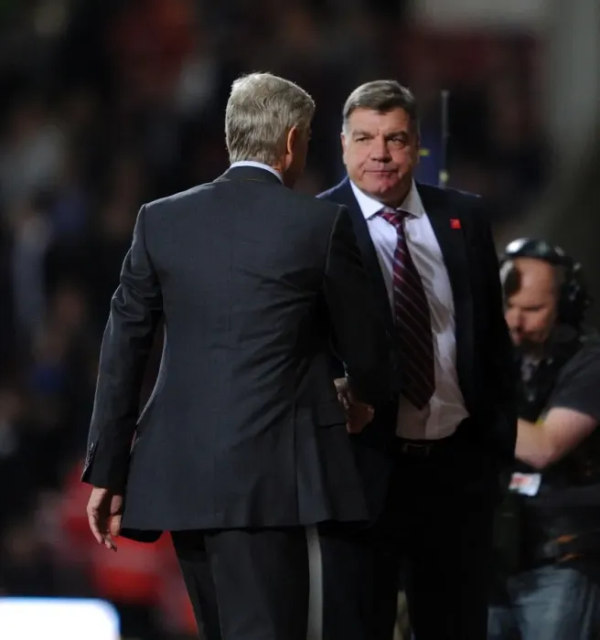 Framed Print : Arsene Wenger and Sam Allardyce: A Post-Match Handshake at the Boleyn Ground (West Ham United v Arsenal, 2012-13) Framed Print : Arsene Wenger and Sam Allardyce: A Post-Match Handshake at the Boleyn Ground (West Ham United v Arsenal, 2012-13)