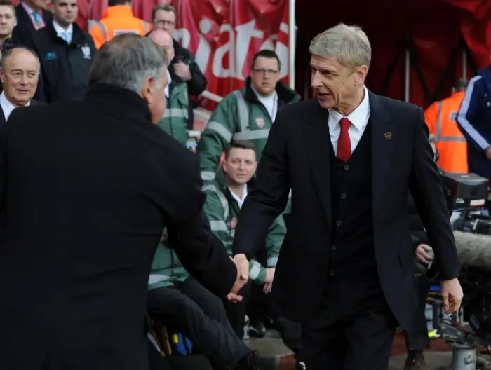 Framed Print : Arsene Wenger and Sam Allardyce Pre-Match Handshake: Arsenal vs West Ham United, Premier League 2013 / 14 Framed Print : Arsene Wenger and Sam Allardyce Pre-Match Handshake: Arsenal vs West Ham United, Premier League 2013 / 14