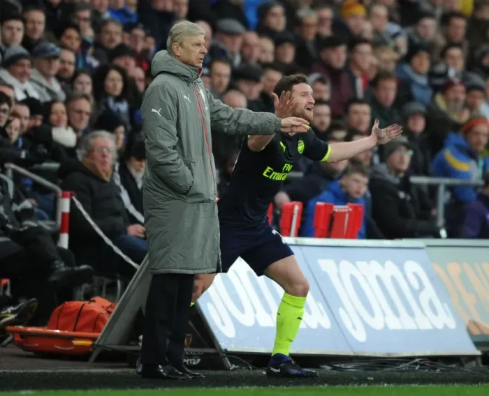 Framed Print : Arsene Wenger and Shkodran Mustafi: Arsenal's Tactical Duo at Swansea City, 2016-17