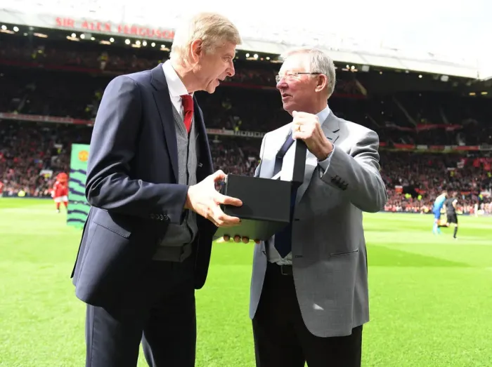 Framed Print : Arsene Wenger and Sir Alex Ferguson: A Football Rivalry Iconic Moment