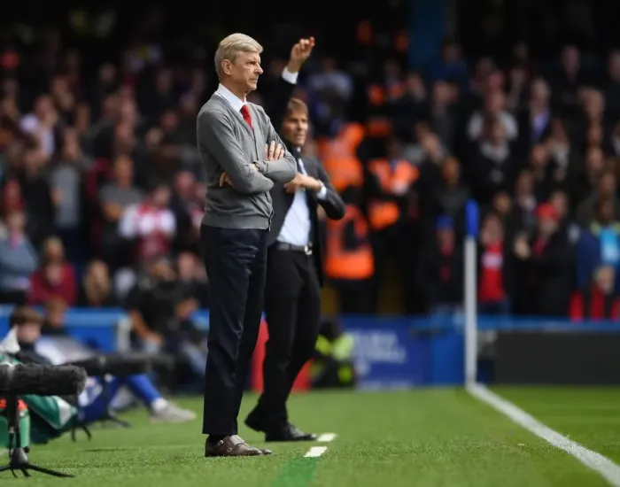 Framed Print : Arsene Wenger at Stamford Bridge: Chelsea vs. Arsenal, Premier League 2017-18 Framed Print : Arsene Wenger at Stamford Bridge: Chelsea vs. Arsenal, Premier League 2017-18
