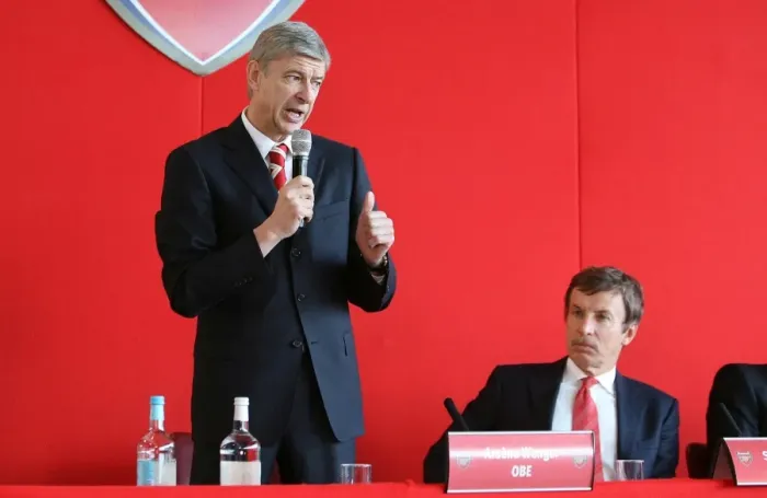 Framed Print : Arsene Wenger and Stan Kroenke at Arsenal AGM, Emirates Stadium, 2008 Framed Print : Arsene Wenger and Stan Kroenke at Arsenal AGM, Emirates Stadium, 2008