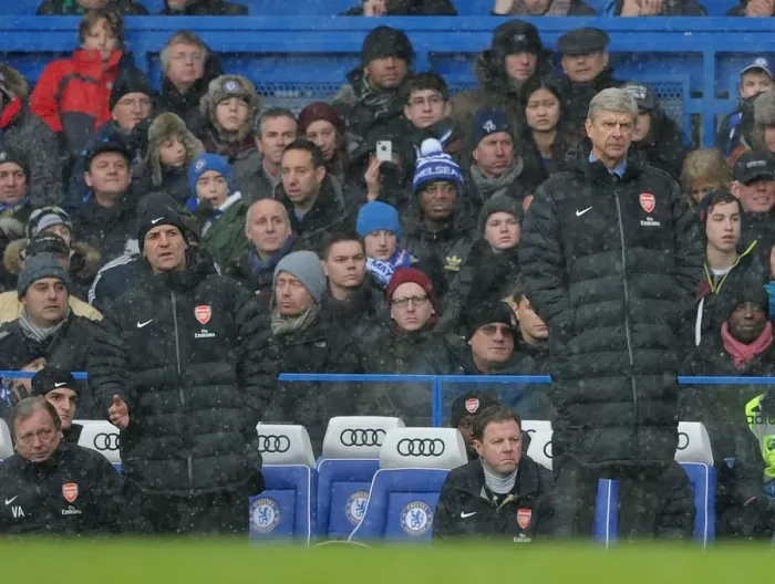 Framed Print : Arsene Wenger and Steve Bould: The Arsenal Duo at Stamford Bridge, 2013 Framed Print : Arsene Wenger and Steve Bould: The Arsenal Duo at Stamford Bridge, 2013