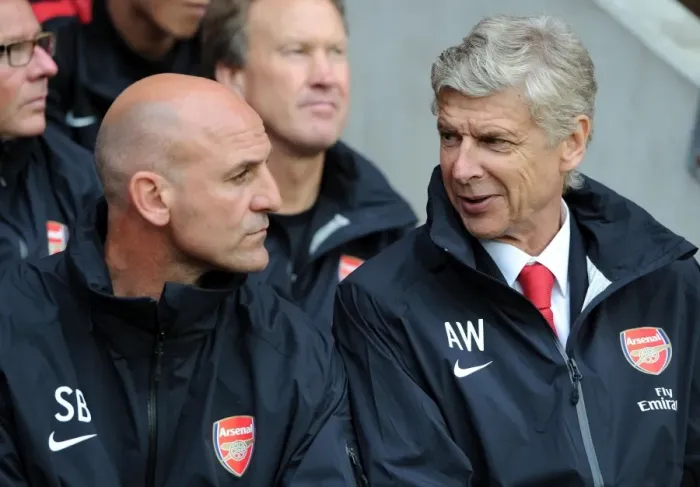 Framed Print : Arsene Wenger and Steve Bould: Arsenal's Coaching Duo at 2012 Pre-Season Match vs. Southampton