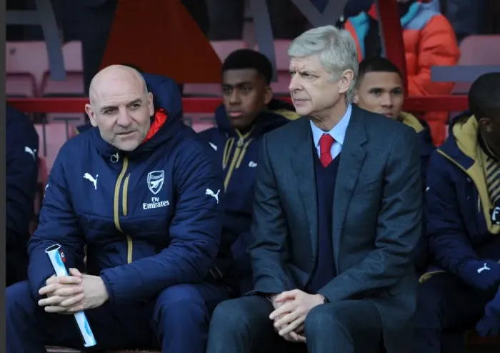 Framed Print : Arsene Wenger and Steve Bould: Focused Before Arsenal's Clash Against Bournemouth Framed Print : Arsene Wenger and Steve Bould: Focused Before Arsenal's Clash Against Bournemouth