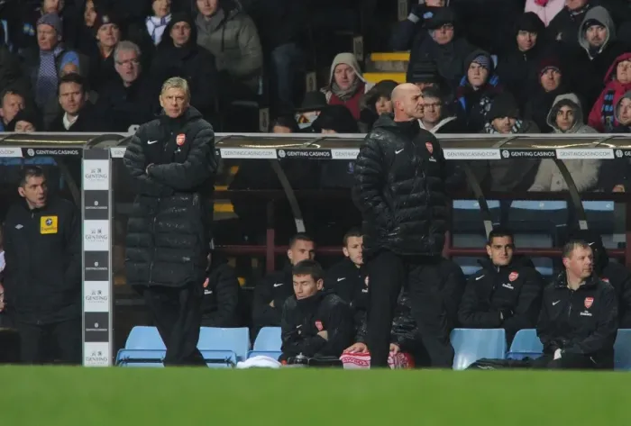 Framed Print : Arsene Wenger and Steve Bould: Focused at Villa Park (Aston Villa v Arsenal, 2012-13) Framed Print : Arsene Wenger and Steve Bould: Focused at Villa Park (Aston Villa v Arsenal, 2012-13)