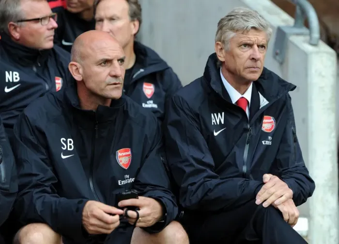 Framed Print : Arsene Wenger and Steve Bould Leading Arsenal's 2012 Pre-Season Squad (Southampton) Framed Print : Arsene Wenger and Steve Bould Leading Arsenal's 2012 Pre-Season Squad (Southampton)